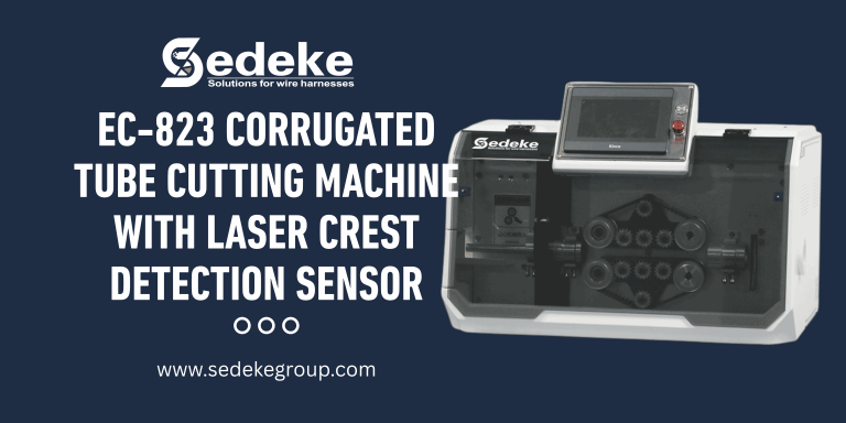 Sedeke EC-823 corrugated tube cutting machine with laser crest detection sensor