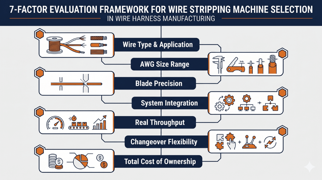 Wire stripping machine selection framework — 7 factors for engineers in wire harness manufacturing