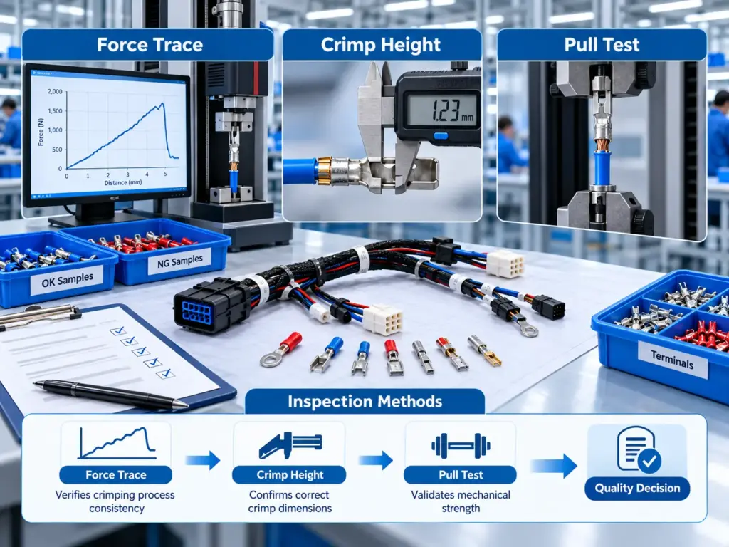  crimp-height result and a pull-test report answer different questions